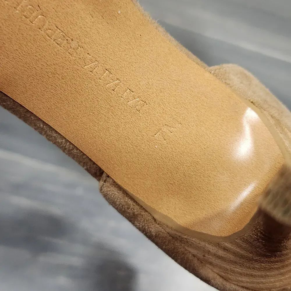 Banana Republic Alicia D'Orsay Heels Pumps Gold Tan Suede Size‎ 7 M Stacked Heel
